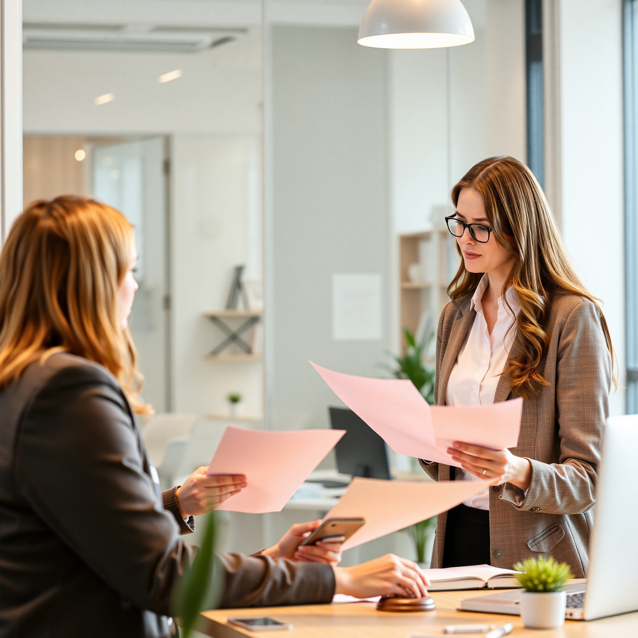 Customer service representative assisting frustrated consumer with complaint documentation