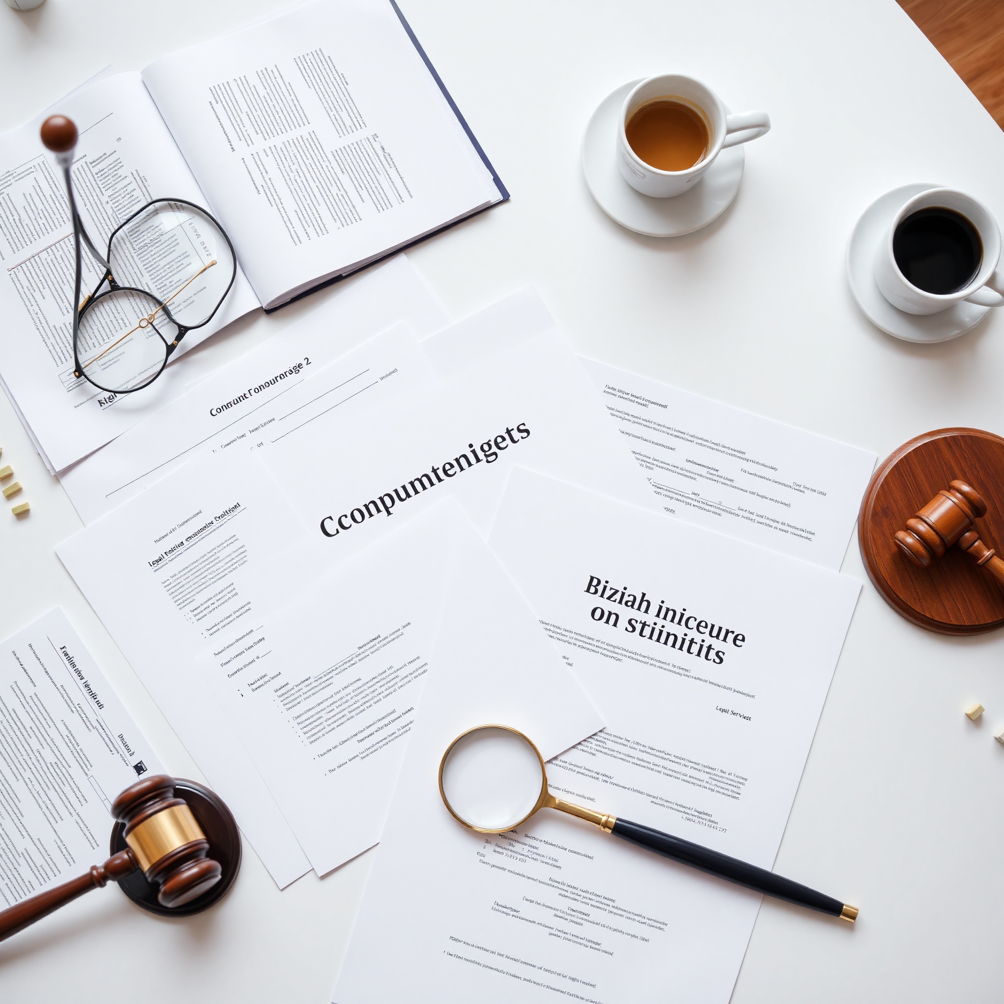 Professional photo of consumer protection legal documentation with magnifying glass on desk